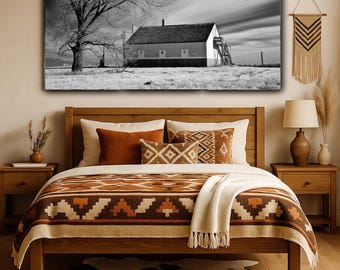 Abandon Old Building Monochrome Canvas, Black and White Photo, Framed Wall Art, Urban Photography