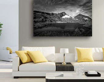 Black and White Mountain Wall Art, Fine Art Landscape Photography Print, Large Nature Decor for Modern Home