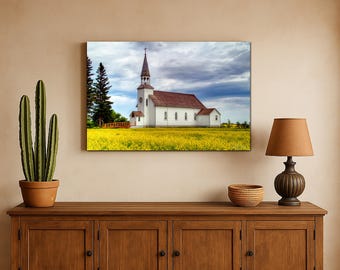 Notre-Dame-de-Lourdes Manitoba Heritage Church Photo Travel Architecture Print Landscape Wall Art