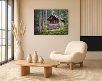 Forest Cabin Art Poster, Rustic Nature Photography, Woodland Home Decor |P56