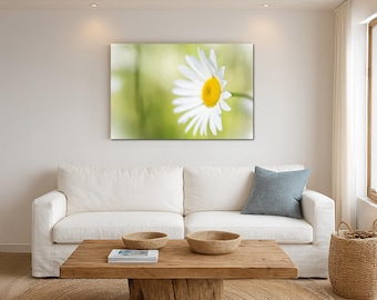 Daisy Yellow Bright Floral Art Print, Paper Unframed Living Room Decor, Botanical Modern Decor