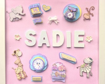 Baby Name Schild & Geburtsdaten Schattenbox - Personalisiertes Geschenk für Neugeborene - Kinderzimmer Andenken