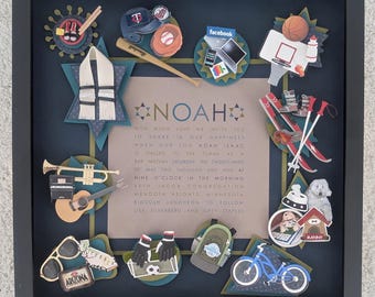 Personalisierte Bar / Bat Mitzvah Schattenbox Andenken