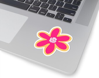 Life Is Good Flower Sticker Kiss-Cut Vinyl Sticker Retro Positive Vibe Laptop Happy Message