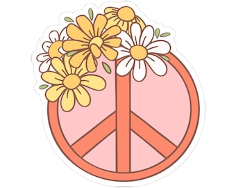 Floral Peace Sign Sticker Boho Hippie Decal for Laptop Sticker Water Bottle