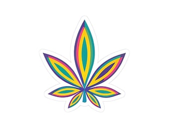 Juego de pegatinas coloridas de hojas de marihuana, calcomanía hippie para coche