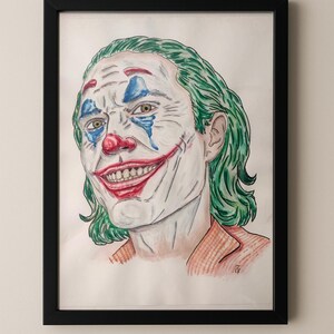Joker Watercolor Painting – Original Retro Pop Art – Framed Watercolor Art – Movie Character Illustration