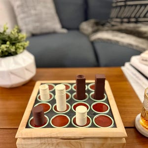 Luxury Handcrafted Wooden Strategy Game Box – One-of-a-Kind Hardwood & Resin Coffee Table Statement Piece