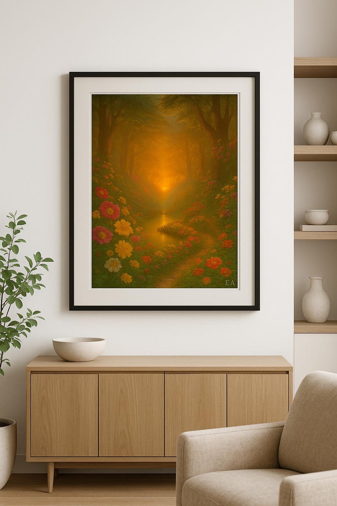 Enchanted Forest Path Wall Art | Sunset Landscape Print | Magical ...