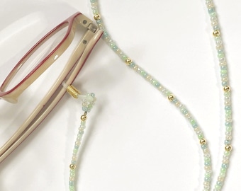 Dainty Pastel Beaded Eyeglass Chains, 27 Inches, Silicone Grips