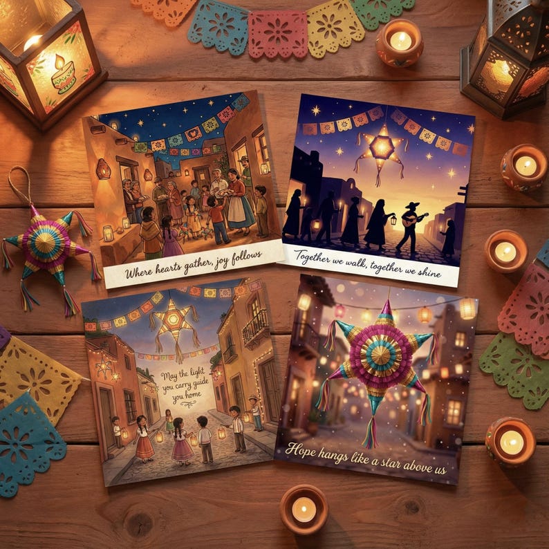 Mexican Christmas Print | Las Posadas Postcards Set - Etsy