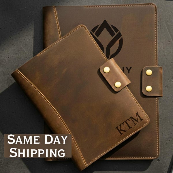 Personalized Leather Portfolio, A4 A5 Document Holder, Executive Padfolio Organizer Corporate Gifts, Graduation Gift, Gift for Him, Her, Dad