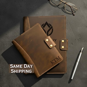 Personalized Leather Portfolio, A4 A5 Document Holder, Executive Christmas Padfolio Organizer Corporate Gifts, Graduation Gift, Gift for Him