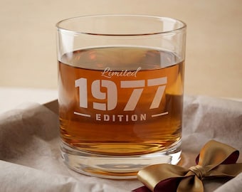 Vaso de whisky de edición especial del año / Vaso para whisky grabado de 300 ml / Regalo de cumpleaños
