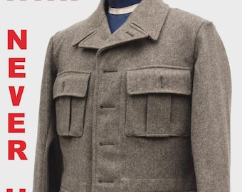 Medium 1940s WWII Swedish M39 Wool Army Jacket | Vintage 40s Sabo