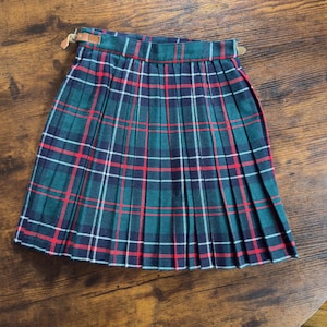 1960s Lord & Taylor Kilt; Childrens Courtelle Wool Tartan Wrap Plaid Skirt England
