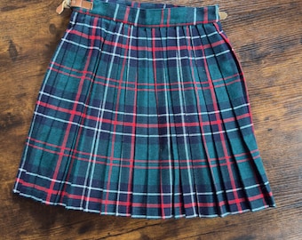 1960s Lord & Taylor Kilt; Childrens Courtelle Wool Tartan Wrap Plaid Skirt England