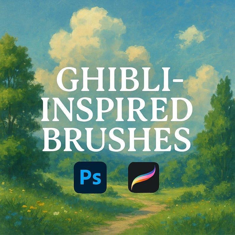 Ghibli Nature Anime Brush Set - Background Tree Cloud Brushes Stamp ...