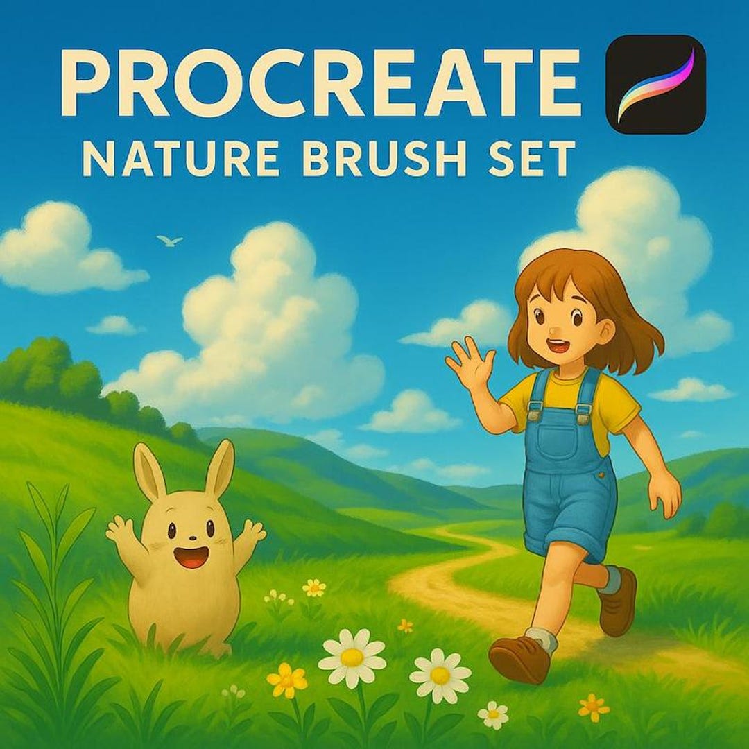 Ghibli-inspired Anime Nature Brush Set, Featuring Foliage, Grass ...