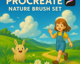 Ghibli-Inspired Anime Nature Brush Set, Featuring Foliage, Grass, Clouds, Snow, Rain, Ice, Glow, and Smoke Brushes, Nature Procreate Brushes