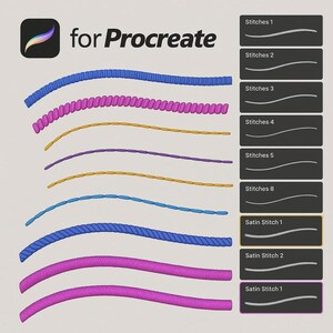 Realistic Embroidery Procreate Brushes | Digital Art Kit for Procreate | iPad Brushset | STITCH PROCREATE BRUSHES,Embroidery Procreate Brush image 3
