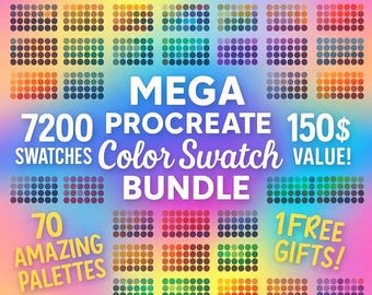 Procreate Color Palette Swatches, 7200 Procreate Swatches, Procreate Color Bundle, Digital Color Palettes, iPad Color Swatches with PNG