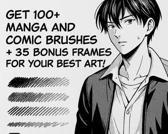 100+ Procreate Manga Brushes, Halftone Comic Brushes, Procreate Manga and Comic Brushes, Procreate Screentone Brushes, Manga Brush Set