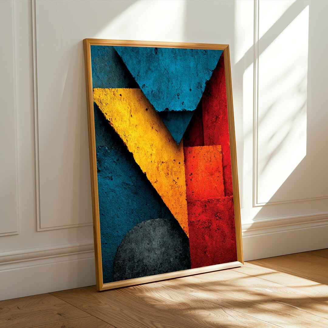 Abstract Geometric Art Poster – Bold Color Block Wall Decor - Etsy