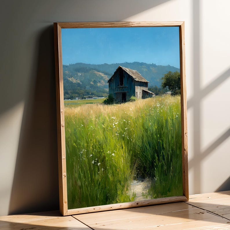 Rustic Large Print Barn Landscape Print: Rustic Scene With Blue Sky (various Sizes) - Etsy