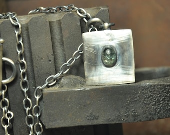 Handmade Sterling Silver Green Tourmaline Pendant – Minimalist Gemstone Necklace