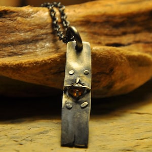 Handmade  Silver Pendant with Tourmaline | Rustic Necklace | 925 Silver Artisan Jewelry | Unique Boho Gift