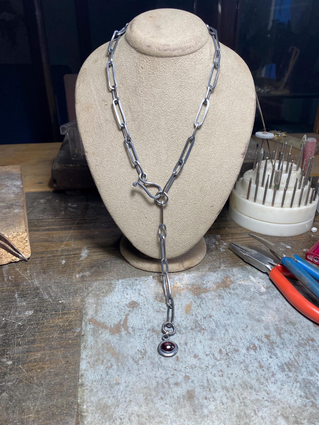 Handmade Sterling Silver Chain Necklace -rustic Long Link Design ...