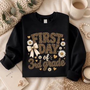 First Day of 3rd Grade T-Shirt, Leopard Print Back To School Shirt, 3rd Grade Teacher Student Gift, Cute First Day Graphic Tee