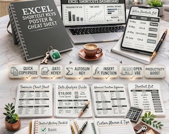 Excel Shortcut Keys Poster Excel Spickzettel Printable Microsoft Excel Tastatur Shortcuts Anleitung Office Office Produktivität Wand Kunst Digital