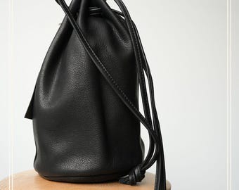 Italienische Leder Soft Bucket Schultertasche Handmade | Italienische Ledertasche Schwarz | Einkammer-Shopper | Passend für 11 ”Laptop |