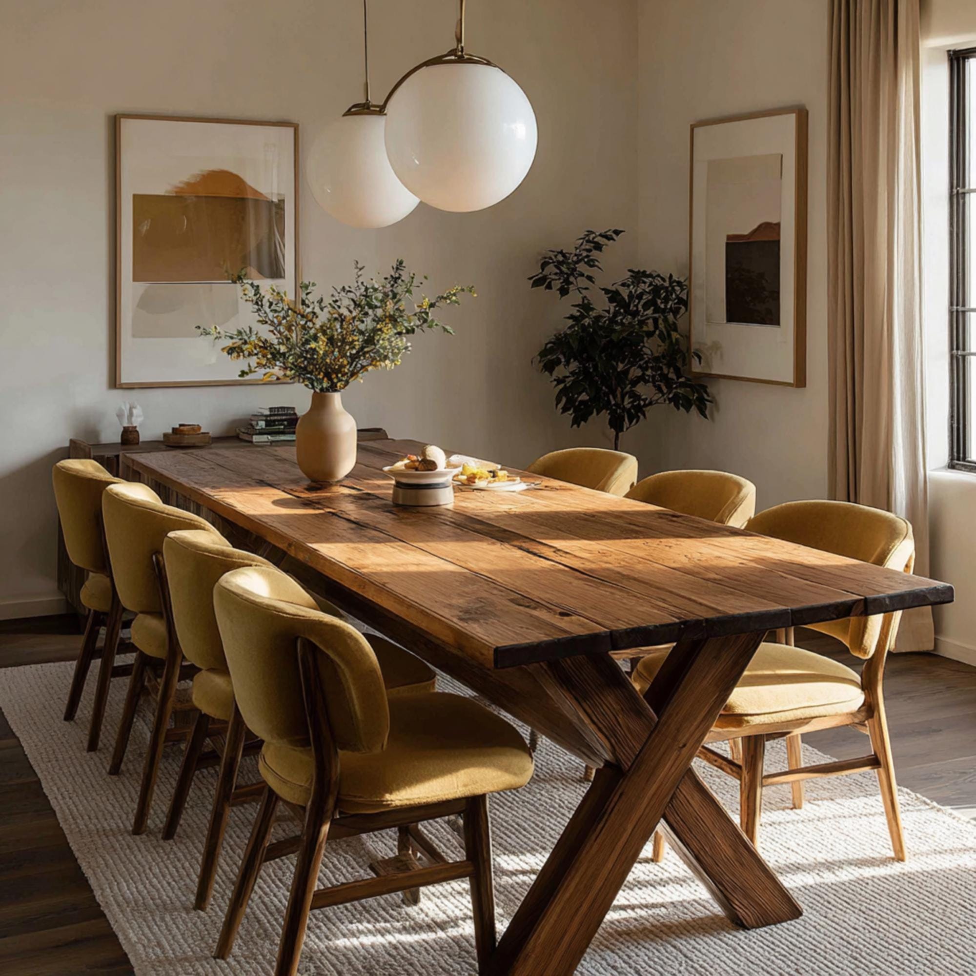 Handmade Solid Oak Dining Table, Rustic Farmhouse Design - Etsy