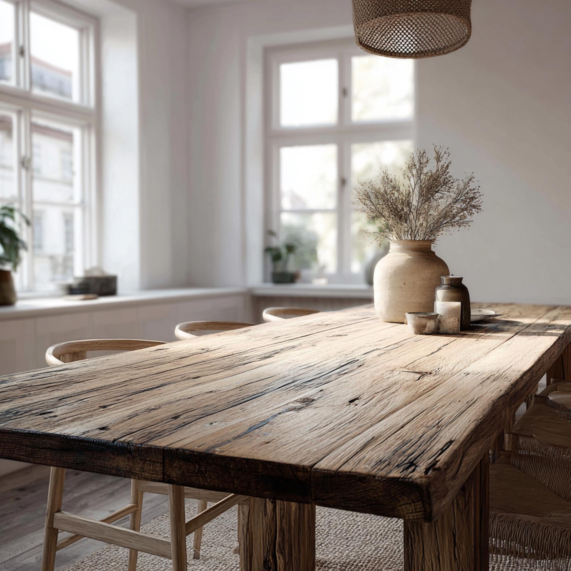 Handmade Solid Oak Rustic Dining Table, Custom Farmhouse Style - Etsy