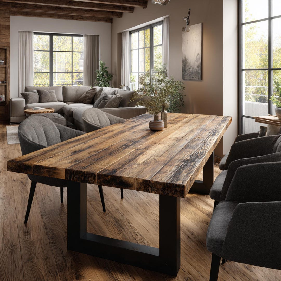 Handmade Solid Oak Rustic Dining Table – Custom Farmhouse Wood Table - Etsy