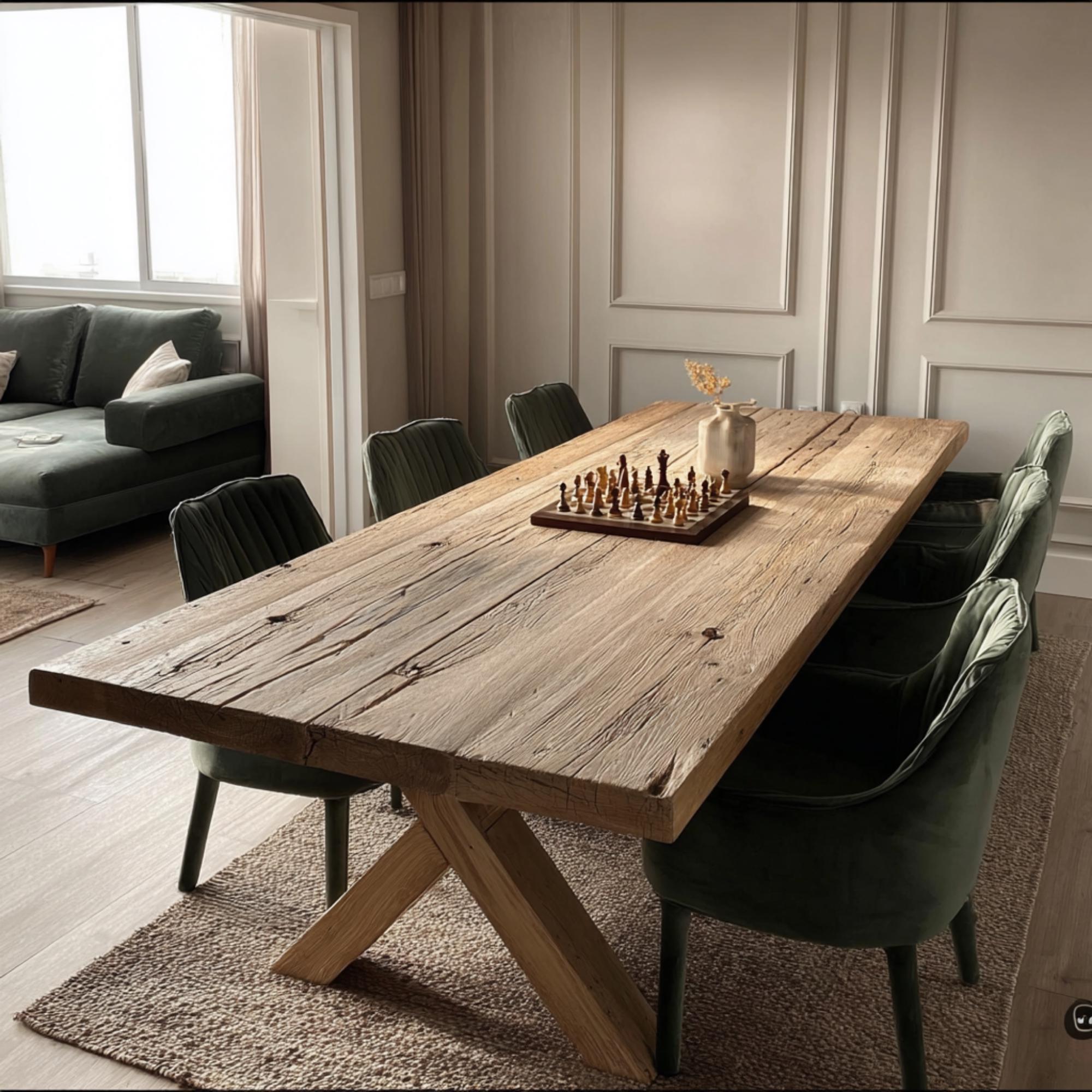 Handmade Rustic Solid Oak Dining Table, Farmhouse Style - Etsy