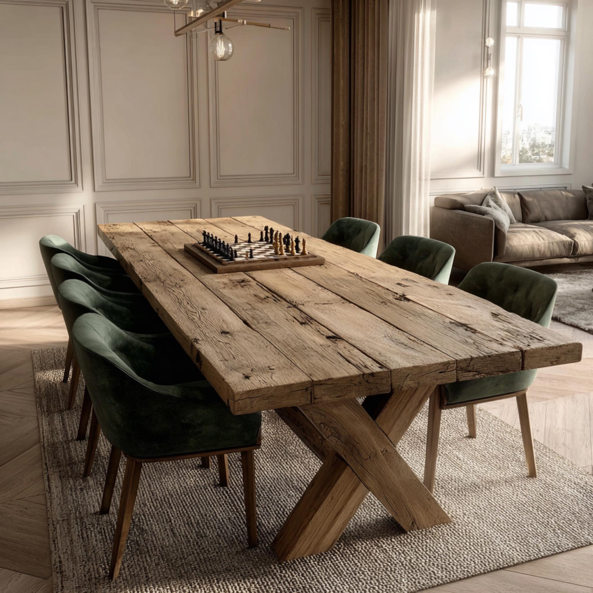 Handmade Rustic Solid Oak Dining Table, Farmhouse Style - Etsy