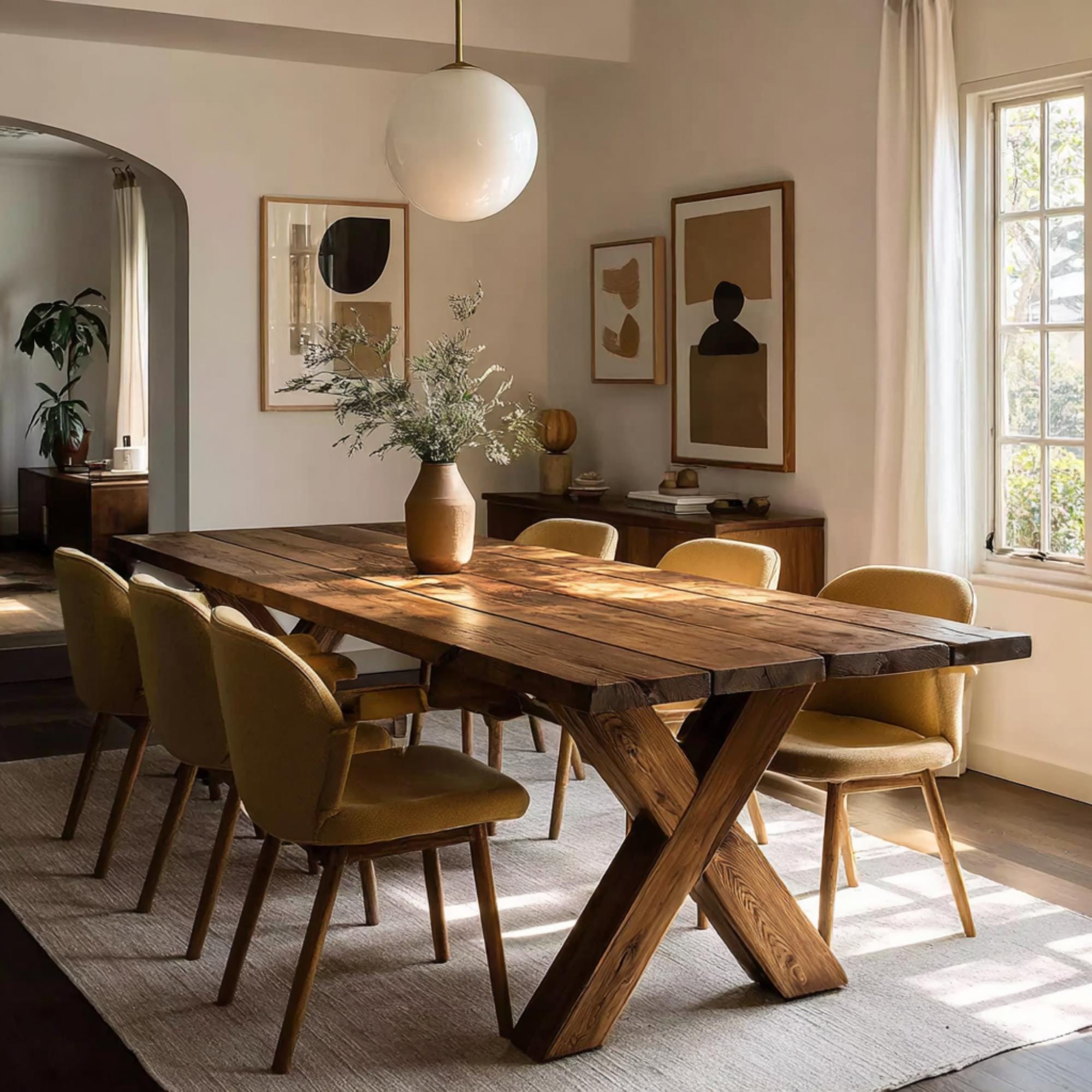 Handmade Solid Oak Dining Table, Rustic Farmhouse Design - Etsy