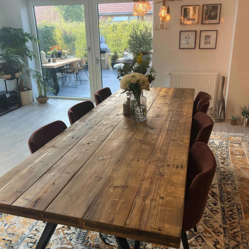 Handmade Solid Oak Rustic Dining Table – Custom Farmhouse Wood Table - Etsy