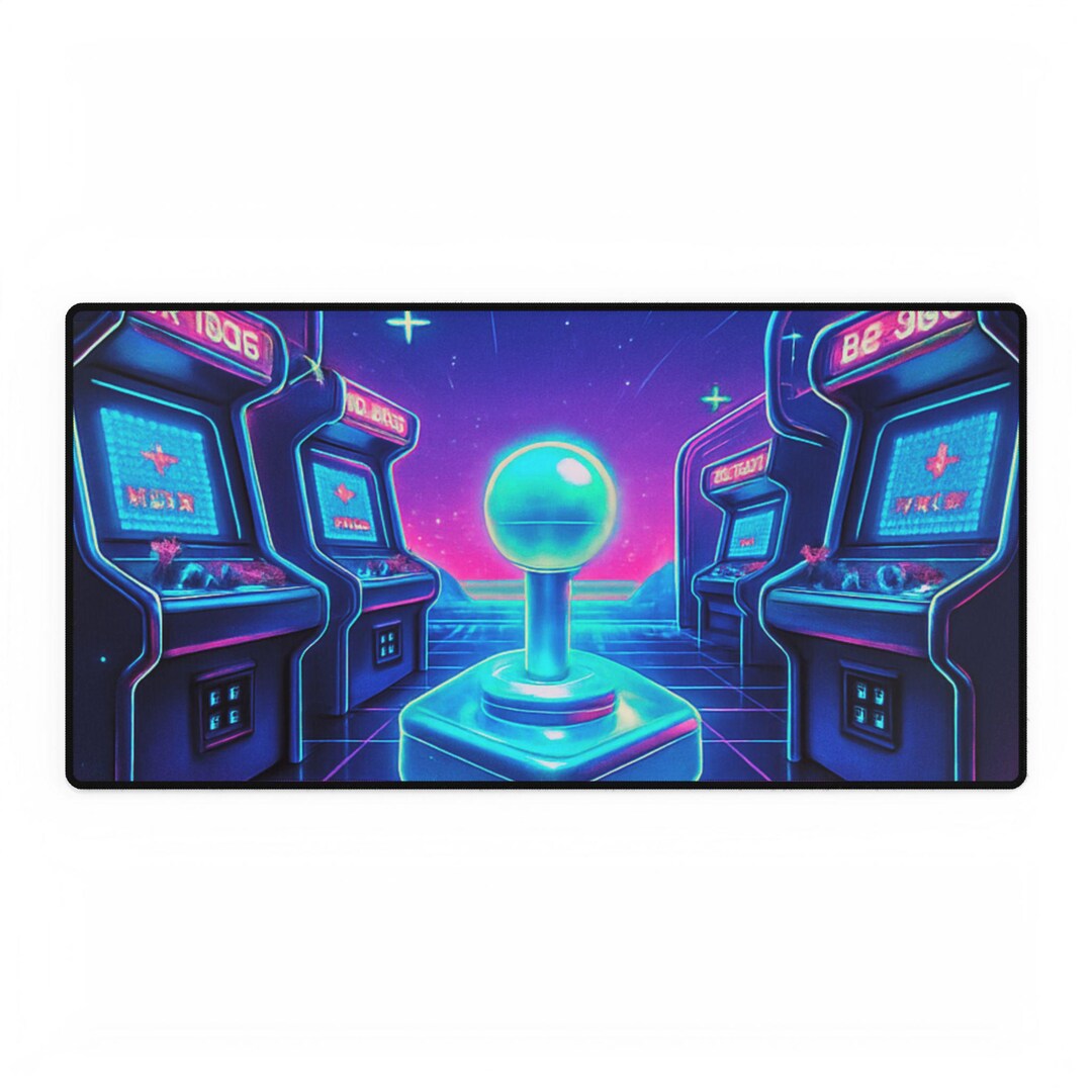 Retro Arcade Gamer Desk Mat – Vibrant 80s Gaming Decor - Etsy