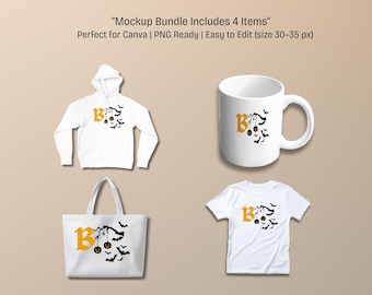 Apparel Mockup Bundle | Hoodie, T-Shirt, Tote, Mug (PNG)