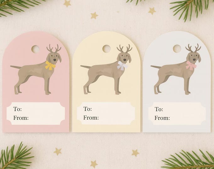 Featured listing image: Weimaraner Christmas Gift Tags, Printable Dog Tags (Instant Download)