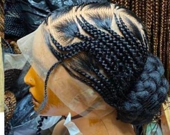 Black 360 Full Lace Cornrow Braided Wig – Neat, Natural-Looking & Ready to Wear