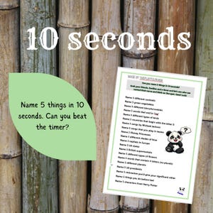 Gioco della sfida dei 10 secondi: nomina 5 cose (attività per feste)