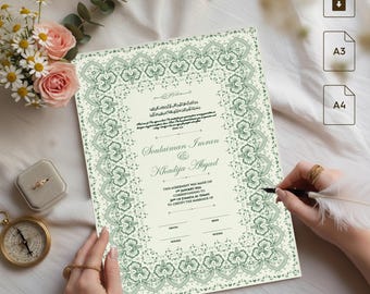 Certificado Nikkah editável DIY modelo islâmico Nikah Nama Canva Contrato Nikkah (download digital)