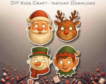 Druckbare Weihnachtsmasken | Kinder Bastelbogen (PDF Download)
