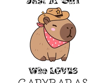 Nur ein Mädchen, das Capybaras liebt | Cowgirl Capybara| Capybara Clipart | Süßes Cowgirl T-Shirt